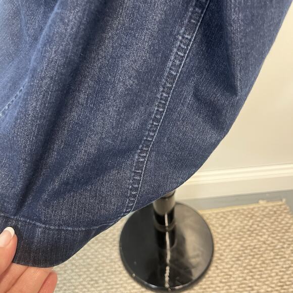 Vintage L.L. Bean Skirt sz 12 Denim Jean Classic Fit Knee A Line Stretch Casual - Picture 7 of 8
